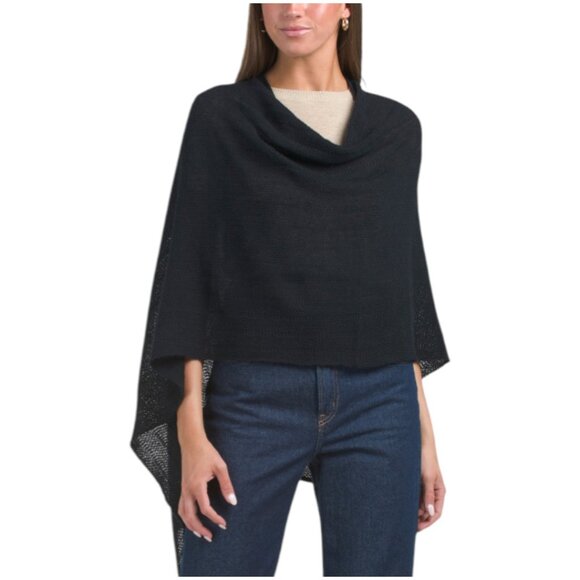 Portolano Sweaters - PORTOLANO Lambswool Lightweight Cowl Neck Sweater Poncho